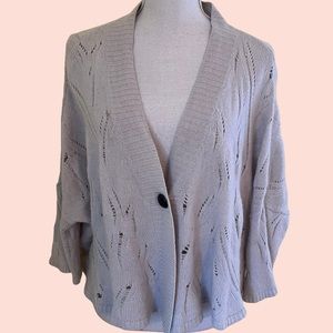 360 Cashmere Oatmeal Open Weave Oversized Cardigan M
